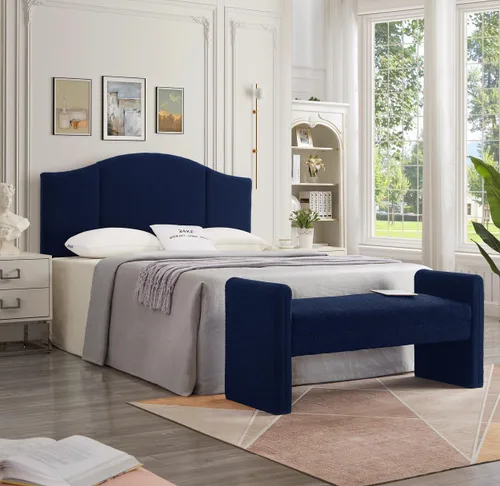 Vista 37 de 24KF Cabecera tapizada de tela de peluche suave, cabecera moderna con borde superior ondulado tamaño California King, 6033-K-Gris
