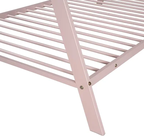 Vista 42 de SOFTSEA Cama de metal individual, plataforma de metal con tablillas, plataforma de cama con forma de triángulo doble para niños (negro)