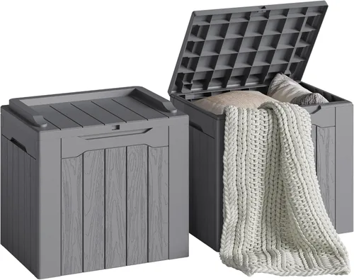 Vista 11 de Devoko - Caja de almacenamiento de 30 galones para terraza, resina impermeable, para exteriores y patio, banco con cerradura para herramientas