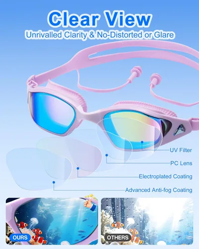 Vista 3 de seasprint Gafas de natación, visión súper clara, gafas de natación para adultos, adecuadas para todo tipo de programas de natación