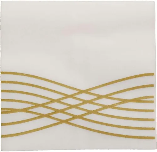 Vista 6 de Efavormart - Paquete de 20 servilletas de cóctel de papel Airlaid con tacto de lino blanco/dorado, servilletas desechables de alta calidad