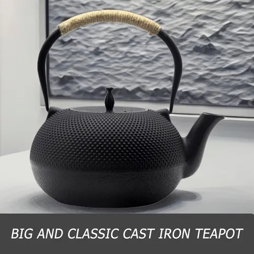 Vista 6 de Big Cast Iron Teapot, Japanese Tetsubin Tea Kettle for Stovetop Safe, Cast Iron Tea Pot with Stainless Steel Infuser for Loose Tea and Enameled