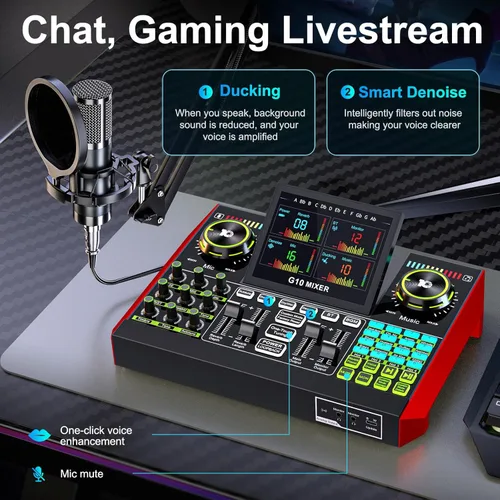Vista 5 de Paquete de equipo de podcast con micrófono de condensador de 3.5 mm para transmisión en vivo, canto y juegos en PC/teléfono, paquete de micrófono
