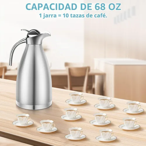 Vista 3 de Jarra térmica de café de 70 onzas, urna térmica de café con aislamiento térmico, jarra de café de acero inoxidable para mantener el calor, olla
