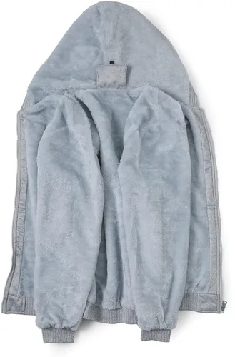 Vista 4 de JiangWu - Abrigo con capucha y forro de sherpa de vellón para mujer, chaqueta gruesa, cálida y a la moda para invierno