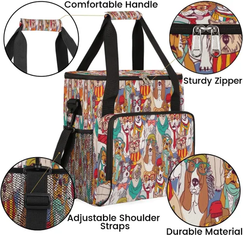 Vista 6 de Rainbow Dog Coffee Maker Carring Bag Colorful Puppy Travel Carrying Tote Bag Compatible with Keurig K-Mini or K-Mini Plus Portable Single Serve