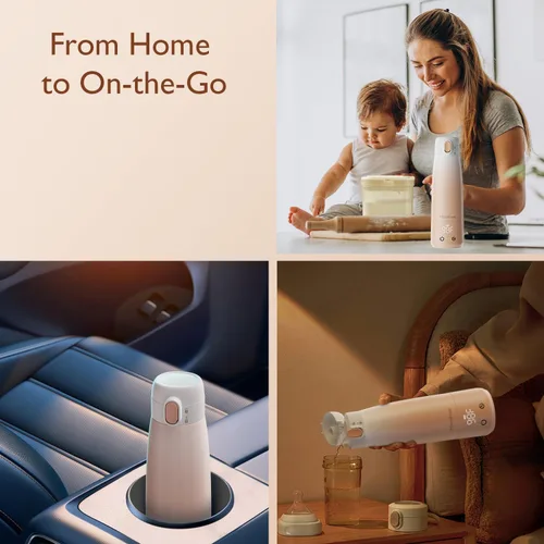 Vista 9 de Calentador de biberones portátil para leche materna: calentador de leche para bebés con control de temperatura LED Smart Touch Botella térmica