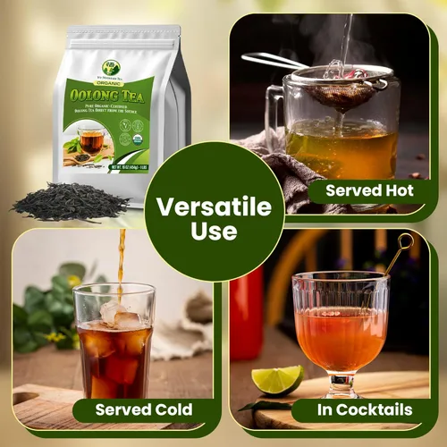 Vista 8 de Wu Mountain Tea Té Oolong orgánico – Hoja suelta de 1 libra – Hojas de té chino negro de primera calidad – Aroma suave, baja astringencia