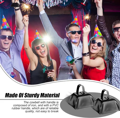 Vista 5 de Yeshone 24 Piezas Cencerros de Metal con Asa Campanas de Vaca Generadores de Ruido para Eventos Deportivos Pequeños Generadores de Ruido Fuertes