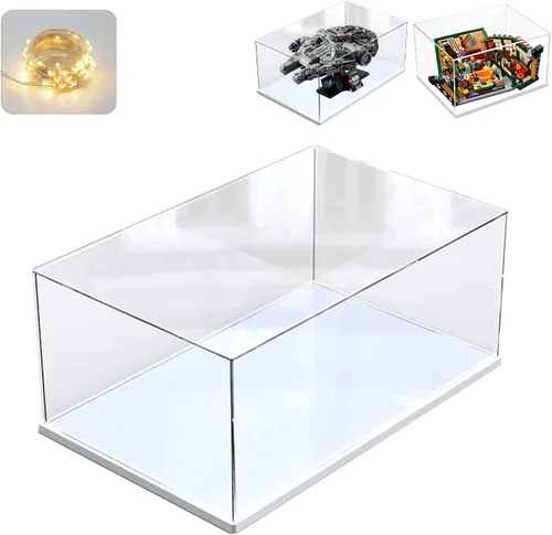 Vista 32 de Vitrina de acrílico transparente engrosada para Lego 75375 Millennium Falcon para 21319 Central Perk 75380 42204 Coleccionables, caja transparente