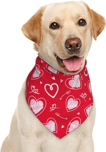 Pañuelo rojo para perro con flecha de amor para el día de San Valentín, bufanda triangular, baberos, accesorios para mascotas, pañuelo para gatos