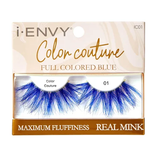 Vista 2 de iENVY - Pestañas postizas de color de visón real, pestañas de color completo, máxima esponjosidad y volumen, pestañas postizas (azul)