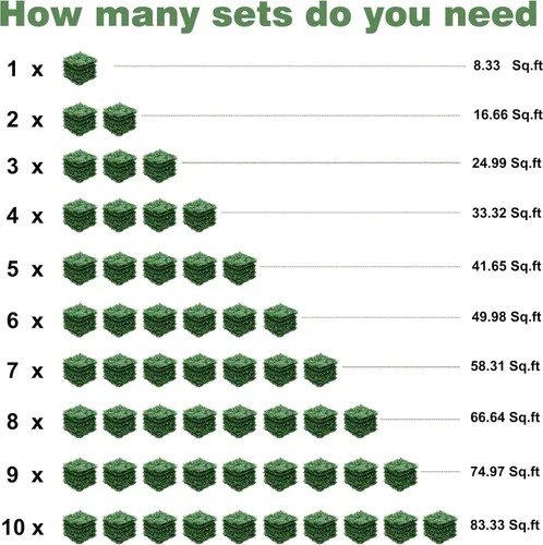 Vista 5 de Paneles de pared de césped artificial, 12 paneles de madera de boj de 10 x 10 pulgadas, paneles de pared de seto de boj para pared de vegetación