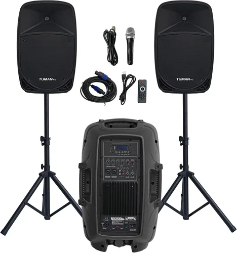 Vista 8 de Sistema de altavoces PA de 10 pulgadas, 1200 W de alta potencia, compatible con Bluetooth, par activo + pasivo de altavoces de sonido