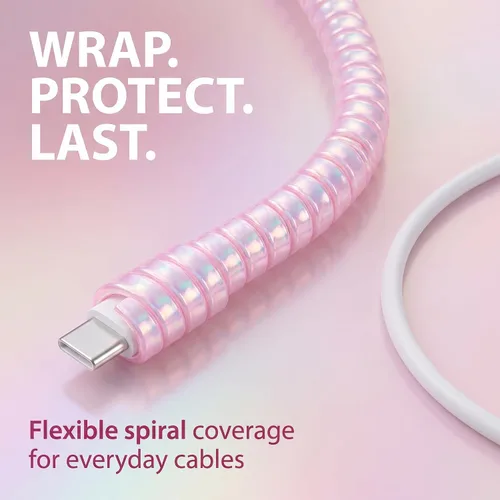 Vista 4 de 2 protectores de cables en espiral para auriculares y cables de datos, ayuda a organizar y proteger varios cables como cargadores, auriculares