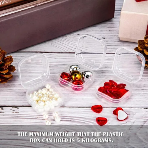 Vista 3 de 24 paquetes de recipientes pequeños de plástico transparente para almacenamiento de cuentas con tapa con bisagras para almacenamiento de objetos