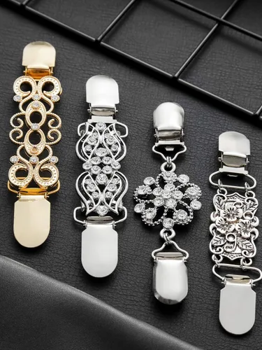 Vista 7 de Jetec - 4 clips para chalsuéter estilo vintageretro, para mujer, niña, de 4 estilos, Zinc