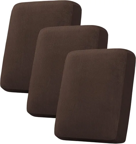 Vista 225 de H.VERSAILTEX - 4 fundas elásticas de terciopelo para cojín de sofá modular en forma de L (sofá grande de 3 plazas + 1 diván, color marfil)