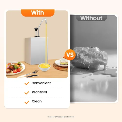 Vista 5 de Commercial Condiment Pump Station, 4.2QT Stainless Steel Sauce Dispenser for Self-Serve, Ideal for Fast Food, Diner, Cafeteria Buffet, Home Kitchen