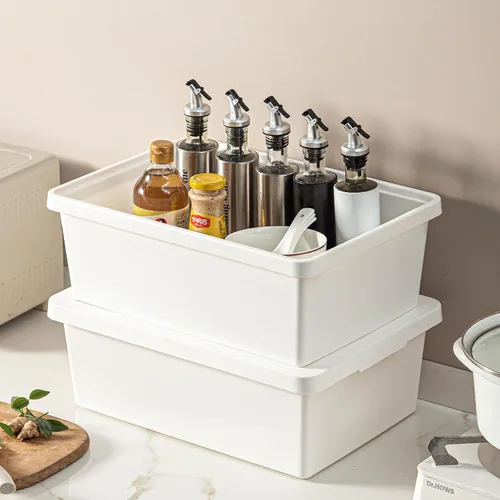 Vista 7 de Yishyfier Contenedores de almacenamiento de plástico apilables de 15 cuartos de galón con tapas, contenedor de almacenamiento para organizar, cajas