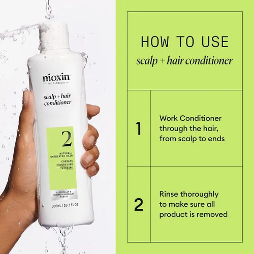 Vista 6 de Acondicionador Nioxin Scalp + Hair Thickening System 2 Para cabello natural o sin tratar con adelgazamiento progresivo Con Niacinamida y Biotina