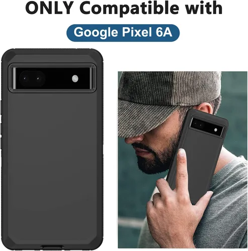 Vista 2 de Google Pixel 6A - Funda para teléfono celular, protección resistente con protector de pantalla integrado, color negro