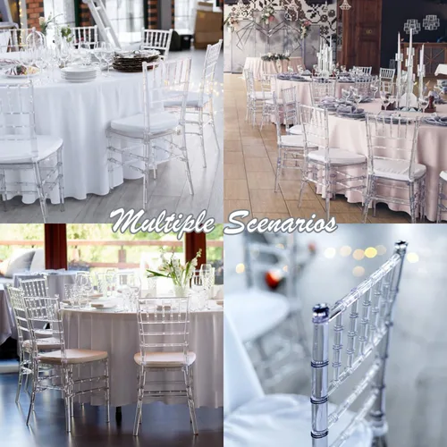 Vista 4 de KAIHAOWIN Chiavari - Silla de comedor de acrílico transparente Morden para eventos, bodas, fiestas, recepción, transparente