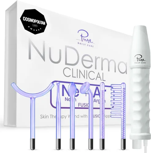 Pure Daily Care NuDerma - Varita clínica portátil para terapia de la piel, máquina con 6 varitas de neón de fusión + argón, antienvejecimiento,