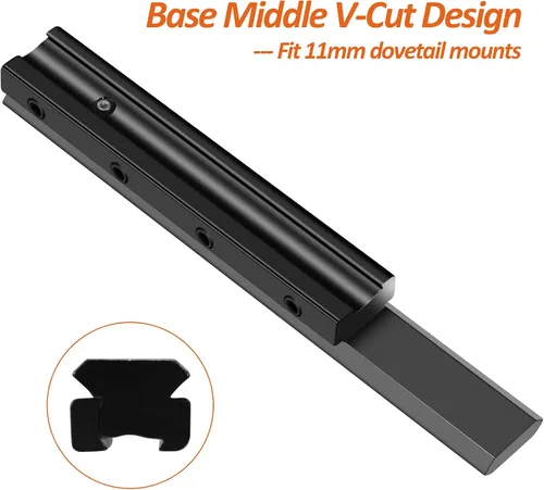 Vista 4 de Adaptador Convertidor de Carril de Cola de Milano de 11mm a Picatinny de 21mm - 155mm6.1" de Largo Montura de Mira de Perfil Bajo Convertidor