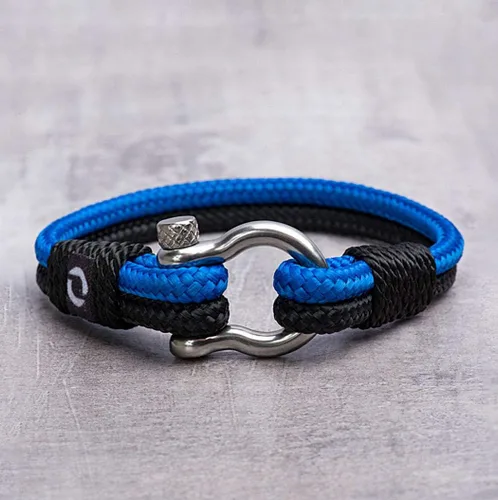 Vista 2 de Pulsera de cuerda para hombre, grillete plateado de acero inoxidable, extremadamente duradera y resistente a los arañazos, pulsera náutica hecha a