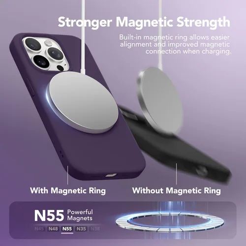 Vista 112 de GONEZ Funda magnética para iPhone 14, compatible con Magsafe, con protector de pantalla + protector de cámara, forro de microfibra antiarañazos