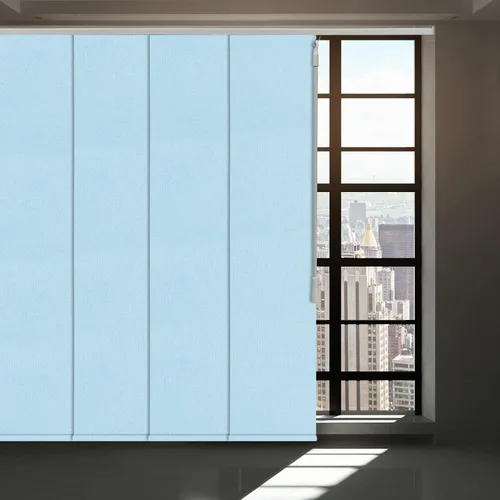 Vista 10 de Persiana opaca sin cordón, con panel deslizante de 4 o 6 rieles para ventana corrediza y puerta de patio, cortina de tela tejida, azul lago Blackout