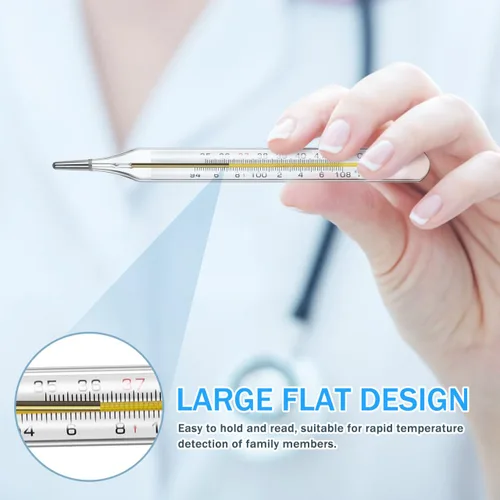 Vista 3 de Ipetboom Medidor de temperatura corporal de vidrio, 2 medidores de temperatura de las axilas con doble escala ℃ y ℉, herramientas de prueba