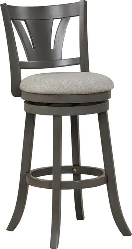 Vista 9 de COSTWAY Taburete de bar para isla de cocina, taburete de bar giratorio de 26.5 pulgadas con respaldo curvado y asiento acolchado suave, patas