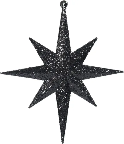 Vickerman Adorno de Navidad de estrella de Belén con purpurina iridiscente negra de 8 pulgadas, 4 por caja
