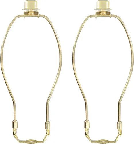 Vista 3 de Juego completo de arpa de lámpara (paquete de 2) – Arpa de latón antiguo de 8 pulgadas para pantalla de 9 a 10 pulgadas – Incluye base de soporte