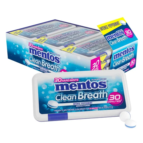 Vista 4 de Mentos Menta dura sin azúcar, 150 unidades, mezcla fresca y afrutada (paquete de 4 botellas)