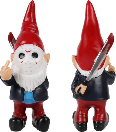 Vista 8 de SPINNDO Decoración de terror, regalos de dedo medio, decoración de jardín, gnomos, estatuas de jardín