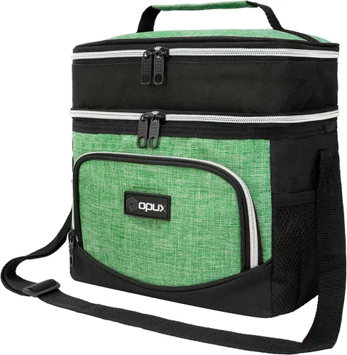 Vista 14 de OPUX Lonchera aislada de doble compartimento para hombres y mujeres, bolsa de almuerzo de doble cubierta a prueba de fugas para el trabajo