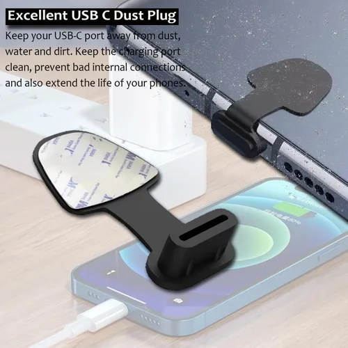 Vista 2 de Paquete de 8 tapones antipolvo para iPhone serie 17, 16, 15, tapa USB C, limpiador de puertos USB C, cubierta de altavoz de teléfono, con kit