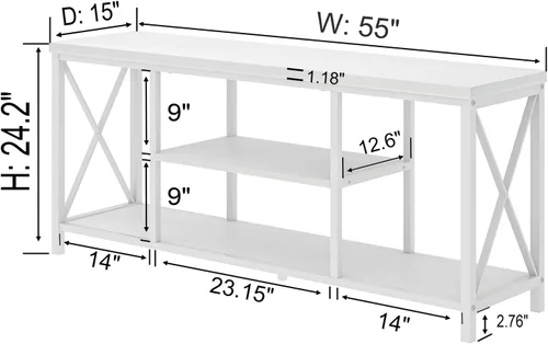 Vista 3 de EXCEFUR Moderno centro de entretenimiento para televisores de hasta 55 pulgadas, soportes de TV de madera con estantes de almacenamiento, mesa