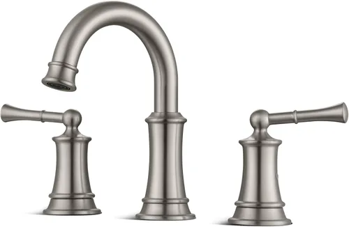 Vista 12 de Grifo de baño rústico de bronce aceitado, boquilla giratoria de 360°, 2 asas, 3 agujeros generalizados, drenaje desplegable y líneas de suministro