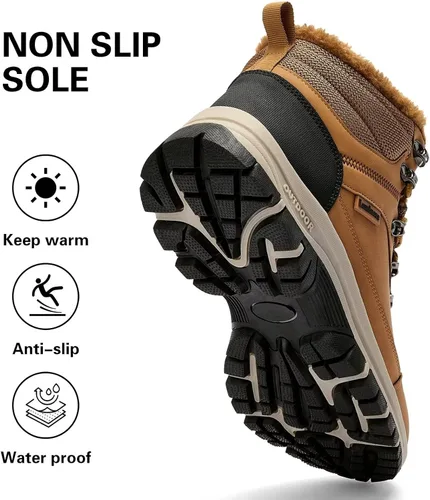 Vista 5 de Lamincoa Botas de nieve para hombre, impermeables, para senderismo, antideslizantes, para invierno, al aire libre, cálidas, cómodas, para acampar
