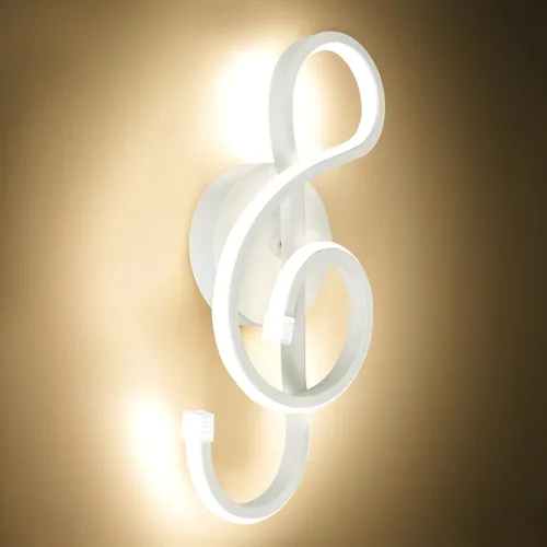Vista 10 de XEYOU Lámpara de pared moderna de 22 W, lámpara de pared LED creativa para interiores, símbolo musical, decoración artística, lámpara de pared