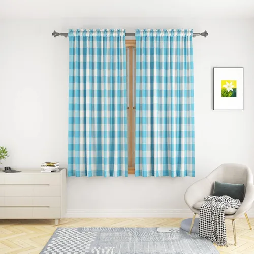 Vista 31 de UPOPO Cortinas de ventana Buffalo Check 122 cm de largo, cortinas de algodón para sala de estar, paneles de cortina a cuadros para dormitorio