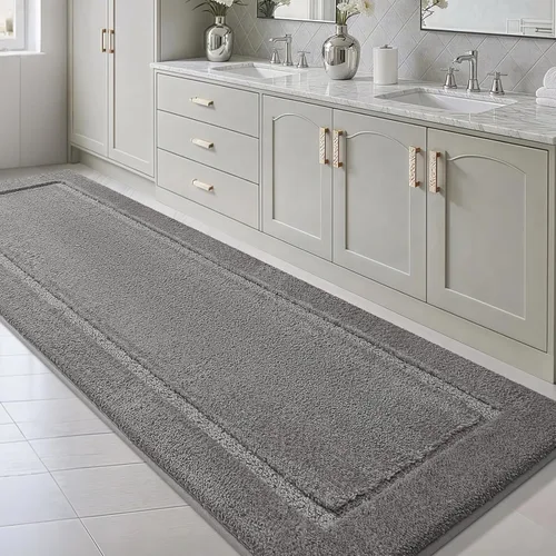 Vista 23 de Alfombras de baño de 24 x 17 pulgadas, microfibra extra suave y absorbente, parte trasera antideslizante, secado rápido, lavable a máquina, tapetes