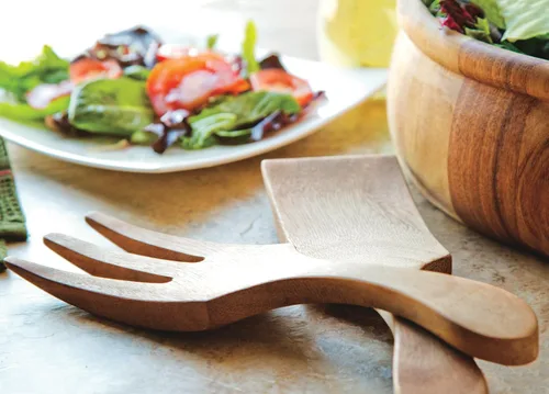 Vista 8 de Ironwood Gourmet Juego de utensilios de madera de acacia, 1.75 x 2.75 x 10 pulgadas, utensilios grandes para servir ensaladas