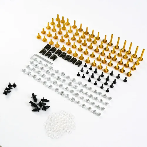Vista 2 de Kit de pernos de carenado de motocicleta, tornillos de tuercas para tornillos compatibles con Honda, Yamaha, Kawasaki, Suzuki, color dorado