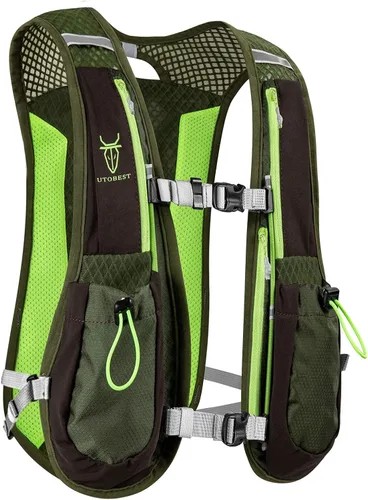 Vista 19 de UTOBEST Chaleco para correr, chaleco de hidratación de 5 litros, ligero, transpirable y resistente al sudor, chaleco de hidratación ajustable