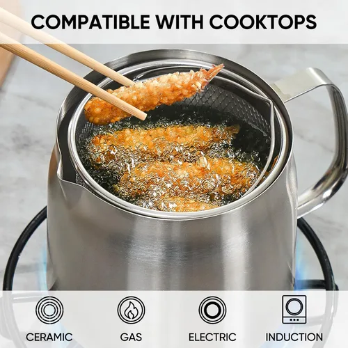 Vista 5 de Recipiente de grasa de tocino con colador, contenedor de grasa de acero inoxidable 304 para cocina con tapa y canasta a prueba de polvo, recipiente